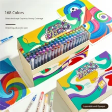168 Colors Acrylic Marker Pen Set, Quick Dry And Fade Resistant, Ideal For Painting, Illustration, Crafts, Coloring Books, DIY Projects On Paper, Fabric, Wood, Stone, Plastic, Glass, Ceramic, Pumpkin, Metal And More, Perfect Gift For Easter, Thanksgiving, Halloween, Christmas - Multicolor - View 4