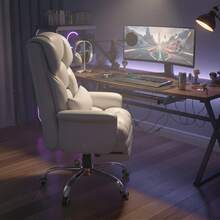 1 PC Ergonomic Executive Office Chair With Footrest,  PU Leather Task Chairs With 130° Backrest Lumbar Support, Computer Chair Ergonomic Office Chair, PU Leather Swivel Desk Chair - 黑色 - 查看 8