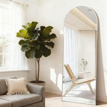 CASSILANDO Full Length Mirror 64"*21" Floor Mirror, Standing Mirror Smooth Arched Top Mirror, Large Arched Mirror, Bedroom Living Room Wall Mirror, Black,Gold - 白色 - 查看 7