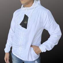 Men's Windbreaker Jacket – Plain Casual Autumn/Winter With Drawstring And Zipper Pocket - 白色拉鍊 - 查看 3