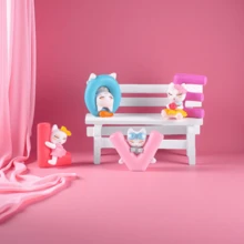 4件套情人节爱心猫咪摆件，小猫字母装饰，适合家居、办公桌、书架摆放，是情人节、生日、母亲节礼物和家居装饰的理想之选。 - 彩色 - 查看 4