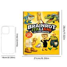 40 Pages - 270g, Italian Style Funny Shark Themed Coloring Book, Soft Skin Paper Coloring Book, Funny Style, Shark Wearing Fashion Glasses Pattern, Blue & White Color Scheme, Includes Shoe Details, Suitable For Stationery, School Supplies, Great Gift For Girls, Valentine's Day, New Year - Brainrot Italiani Da Colorare - View 9