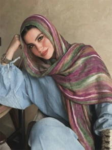 1 chiếc khăn trùm đầu nữ bằng vải rayon họa tiết cầu vồng, kiểu dáng boho thời trang có tua rua, thích hợp cho các buổi tụ họp và lễ kỷ niệm. - Khăn trùm đầu sọc nhiều màu - Xem 25