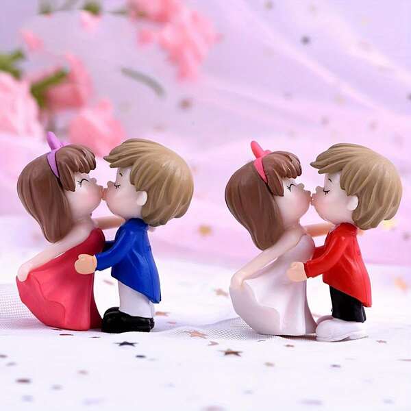 2pcs Resin Princess Hugging/Kissing Couple/Wedding Decor Items, Suitable For Living Room Tabletop, Entryway, Wine Cabinet Decoration, Holiday Gifts, Valentine's Day/Thanksgiving, DIY Micro Landscape Decoration, Car Accessories
