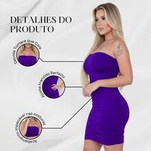 Sexy Strapless Ruched Front Bodycon Short Dress - 紫色 - 查看 6