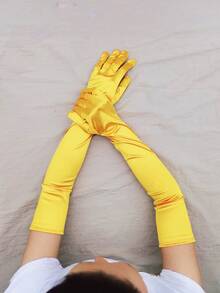 1 Pair Extended Satin Elastic Gloves, Retro Party Women's Fashion Long Gloves, Cosplay Party Wedding Gloves