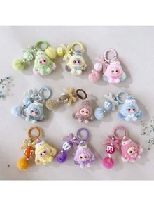 New Adult Unisex Cute Big Ear Flocked &Solid Plastic Keychain, Fashion Cartoon Accessory Bag Charm Key Chain - Multicolor - View 2