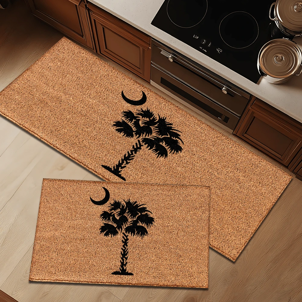 1 szt. Dywan z nadrukiem w kształcie drzewa kokosowego, mata z imitacji wełny – bardzo chłonna, łatwa do czyszczenia, odpowiednia do wystroju wnętrz, do domu, na farmę, do przedpokoju, do wnętrz, do kuchni, jadalni, małego biura/biura domowego, do zlewu, pralni, wycieraczki, maty kuchennej, maty antypoślizgowej - Wielokolorowe - Zobacz 1