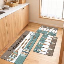 1/2/3pcs Geometric Paddle Shape Kitchen Rugs, Bohemian Coastal Style, Non-Slip Backing, Perfect For Kitchen, Living Room, Bedroom, Bathroom, Entryway, Indoor Outdoor Garden Party Home Decor - Multicolor - View 14