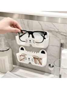 1/2pcs Wall-Mounted Sunglass Organizer, Cute Cat-Shaped Fashion Glasses Holder, Space Saving Eyeglasses Display Stand, Punch-Free Glasses Storage Rack For Entryway, Living Room, Bedroom, Bathroom, Office, Dorm. Home Decor. - Multicolor - View 7