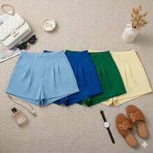 "Set Of 4 Tailored Shorts: The Secret To Chic Summer 2026" - Azul real, azul bebé, verde y amarillo. - Ver 1
