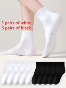 1 Paire/3 Paires/6 Paires/10 Paires Multi-Pack Chaussettes Courtes pour Femmes Toutes Saisons, Chaussettes Jacquard Couleur Unie Taille Cintrée Respirantes, Chaussettes Style Rue Personnalisées, Chaussettes Douces Confortables Décontractées Moelleuses, Noir & Blanc Convient pour Sorties Quotidiennes, Maison, Bureau, Campus, Sports Chaussettes Courtes pour Femmes - Multicolore - Voir 9