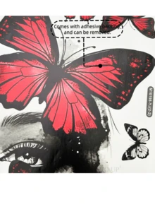 1pc Creative Girl Face & Red Butterfly Wall Sticker Decor For Living Room, Bedroom, Background Beautification, Removable Matte Self-Adhesive Wall Decal, Suitable For Living Room, Bedroom, Kids Room, Home Decor Sticker, Wall Sticker, Vinyl Sticker, Spring Decor, Adds Vitality To Your Home, Rama Decor Sticker Gift, Birthday Graduation Gift - Multicolor - View 6