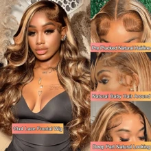 13x6 Loose Wave Brown 36 Inch Body Wave Lace Front Wigs Human Brazilian Hair 200% Density Glueless Body Wave 13x4 HD Lace Front Wigs Human Blended Hair Pre Plucked Glueless Human Mixed Hair Wig Brazilian Virgin Lace Front Wigs For Women Natural Black Color With Baby Hair Heat Resistant Fiber Synthetic Wig For Women - S4/27 - View 8