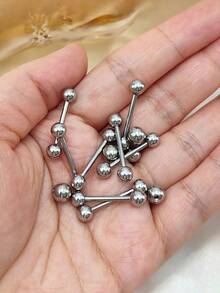 12件套极简主义杠铃舌环替换球套装，长度分别为12毫米、14毫米、16毫米和18毫米，14G舌环，软骨耳环，适合女性日常佩戴 - 12件組合 - 查看 4