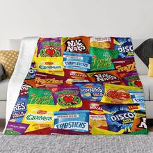 1pc Interesting Potato Chip Snack Lover Blanket, With Vivid Candy And Snack Print Design, Suitable For Home, Travel, Gift, Sofa Throw - Multicolor - View 6