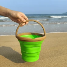 1pc Foldable Beach Bucket, Vibrant Fruit & Vegetable Shaped, Colorful Collapsible Beach Bucket, Suitable For Beach Fun, Outdoor Camping, Hiking, Fishing, Interesting Outdoor Toy, Children Beach Toy - Multicolor - View 10