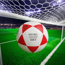 Size 5 Premium Non-Slip Durable PVC Leather Soccer Ball For Adults - Red and White - View 4