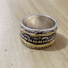 1枚波西米亚复古宽几何线条缠绕戒指，时尚珠宝，女士礼物，适合婚礼、派对等场合。 - 復古銀色 - 查看 8