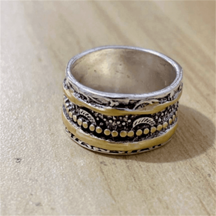 1枚波西米亚复古宽几何线条缠绕戒指，时尚珠宝，女士礼物，适合婚礼、派对等场合。 - 復古銀色 - 查看 8