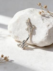 1件装休闲锆石壁虎肚脐环，女士身体穿刺肚脐饰品，适合日常佩戴、派对、海滩度假装扮 - 壁虎 - 查看 4