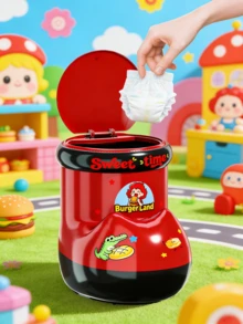 1个鞋形垃圾桶，厨房/卧室/浴室垃圾桶，可爱趣味设计，按压式开盖，内置垃圾袋收纳空间，适合日常使用 - 彩色 - 查看 9