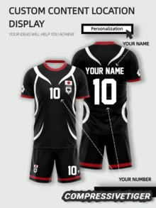 2pcs Blue Lock Japan U20 Black Cartoon Anime Character Cosplay Men's Set, Summer Short Sleeve Children's T-Shirt Top; 2024 Fashionable Women's T-Shirt, Valentine's Day Gift - Black - View 1