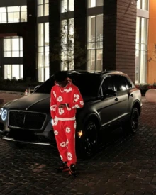 RAPNESS Denim T Gothic Peony Print Sweatsuit Set 2025, Hip Hop Streetwear Oversized Hoodie & Joggers, Y2K Retro Graphic Lounge Set, Unisex Autumn Winter Daily Wear - Xám - Xem 4