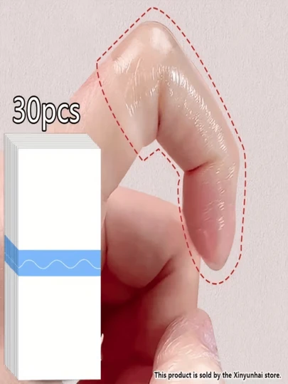 30片透明自粘绷带，PU材质防水贴片，便携式手指防摩擦贴，专为保护手指和脚趾而设计，用于淋浴时受损部位，防止水泡、干裂和老茧。绷带可紧密包裹手指和脚趾，适用于手指、脚趾和腿部。