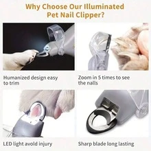 1pc Pet Nail Clipper With LED Light & Magnifier, Convenient & Clear Nail Trimming, Includes Nail Debris Collector, Nail File, Handheld Nail Trimmer, Suitable For Dogs, Cats & Small Animals, Orange Nail Clipper, Multi-Color Nail File, Pet Grooming Tool - View 4