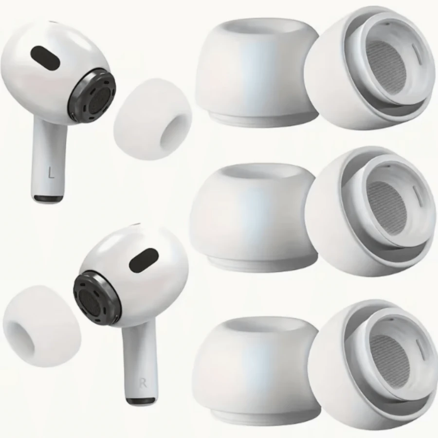 3 Pairs Silicone Earplugs, Suitable For IrPods Pro/IrPods Pro 2, With Noise Cancelling Holes For Easy Carrying And Replacement, Anti Slip Soft Silicone, Suitable For IrPods Pro Earplug Replacement - White S+M+L - View 1