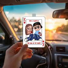 定制款“你是我的国王/女王”Y2K情侣款——个性化亚克力汽车遮阳罩——情人节礼物、周年纪念礼物（送给他的）或礼物（送给她的）。 - 彩色 - 查看 2