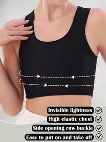 2pcs Side Button Closure Wireless Bras For Women, Prevent Bulge, Minimize Chest, Suitable For Sports & Daily Wear - Multicolor - View 4