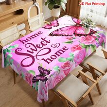 1/20pcs Pink Butterfly Rose Pattern Tablecloth, Warm Home Design, Made Of Polyester Fabric, Woven, Suitable For Picnic, Camping, Wedding, Birthday, Buffet, Spring Decoration And Home Decor - MultiWarna - View 16