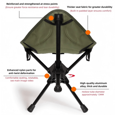 Outdoor Portable Folding Rotating Stool, Aluminum Alloy Mini Chair For Camping, Fishing, Picnic, Lightweight