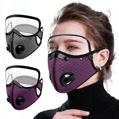 Máscara facial para ciclismo con gafas equipadas con filtro, máscara antipolvo, máscara facial lavable y reutilizable de grado deportivo para hombres, con capa de filtro de carbón activado, visera solar a prueba de viento unisex adecuada para motocicletas eléctricas, cubierta protectora a prueba de viento para deportes de máscara facial completa, máscara facial para ciclismo con gafas equipadas con filtro, reutilizable, a prueba de viento y a prueba de polvo, ideal para la protección facial del ciclista