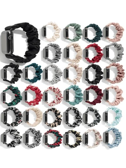 Elastic Hair Tie Watch Band For Apple Watch, 42/44/45mm Nylon Stretch Loop Strap Compatible With IWatch 7/8/Ultra 2, Women's Bracelet Watchband