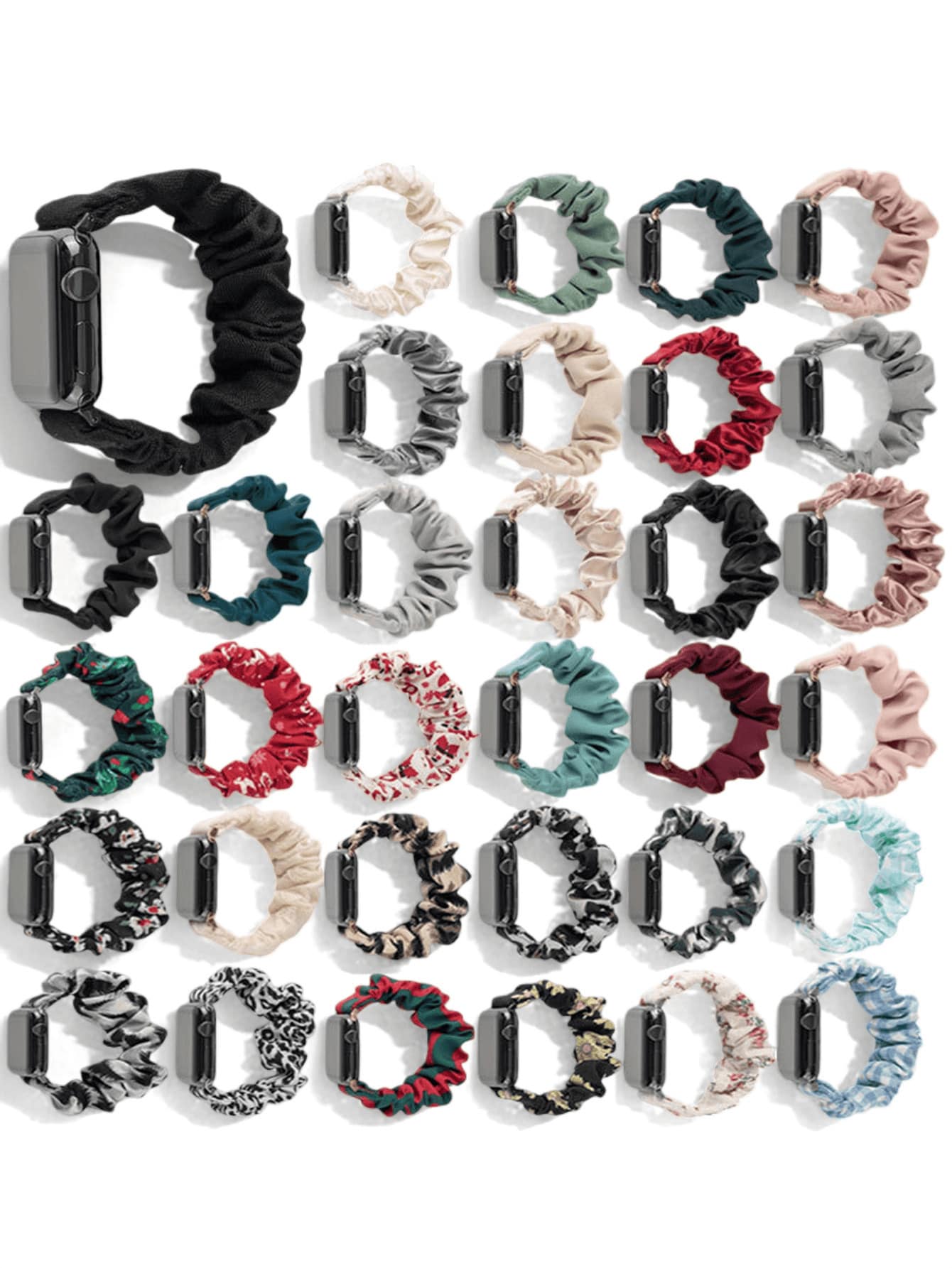 Elastic Hair Tie Watch Band For Apple Watch, 42/44/45mm Nylon Stretch Loop Strap Compatible With IWatch 7/8/Ultra 2, Women's Bracelet Watchband - Multicolor - View 1