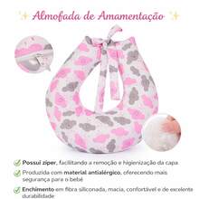 Almofada de Amamentação Formato U com Capa e Zíper Menino Menina - Azul - Visão 4