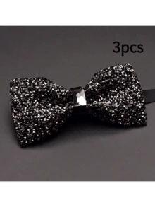 1件水晶领结，星空水钻男士正式领结，超闪亮水钻新郎婚礼领结，街头风男士领带