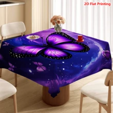 1/20pcs Purple Butterfly Rose Tablecloth, Polyester Outdoor Picnic Camping Wedding Birthday Party Restaurant Self-Service Dinner Spring Home Decor - Multicolor - View 8