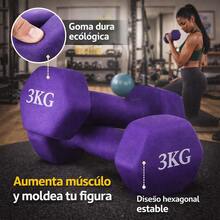 2piezas Mancuernas Pesas para Hacer Ejercicio Gym y Casa 1/2/3/4/5/6KG Mancuernas - Morado - Ver 2