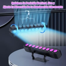 Tira de luz de escenario RGBW de 60 W y 9 LED, luz de pared, luz de pared para fiesta de bar de DJ, con control remoto, luz estroboscópica activada por sonido/DMX512, adecuada para fiestas, Navidad, iglesias, discotecas, bodas, bares, conciertos y otras ocasiones. - Tipo de Enchufe A USA (110-127V) - Ver 7