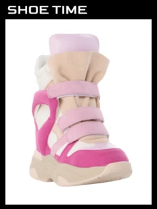 Women's Hidden Wedge High-Top Sneakers With Straps – Bold Chunky Streetwear Style - 粉色 - 查看 4