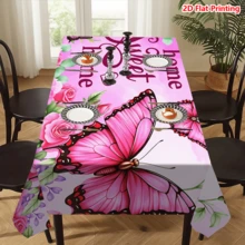 1/20pcs Pink Butterfly Rose Pattern Tablecloth, Warm Home Design, Made Of Polyester Fabric, Woven, Suitable For Picnic, Camping, Wedding, Birthday, Buffet, Spring Decoration And Home Decor - MultiWarna - View 6
