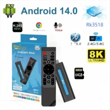 Q96 OHP A TV98 RK3518 TV Stick Android 14 Support Dual Wifi 4G/5G 8K Video HD Voice Remote Pre Installed APP 64G TV Stick IPTV