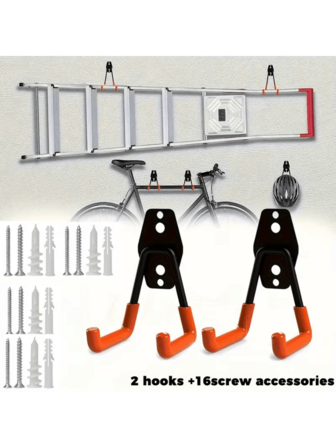 18pcs Heavy Duty Metal Hook Set, Wall Mounted Industrial Grade Storage Rack, Fits Slat Wall/Drywall