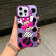 Disney Minnie Mouse Patterned Phone Case Decorated With Oversized Sunglasses And Polka Dots. Compatible With IPhone 17, 16, 15, 14, 13, 12, And 11 Pro Models. Made Of TPU With Shockproof Protection. It's A Perfect Gift For Family, Friends, Birthdays, Spring Festival, Holidays, Boyfriends, Girlfriends, And Valentine's Day. - 粉色 - 查看 8
