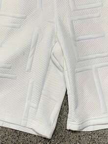Men's Jacquard Simple Letter Solid Color Casual Versatile Breathable Drawstring Beach Shorts - White - View 7