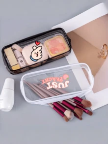 定制透明拉链收纳袋 - PVC材质化妆品及文具收纳袋，学生及上班族便携旅行包，简约设计，安全闭合，适合作为返校礼物及办公铅笔盒 - 彩色 - 查看 7